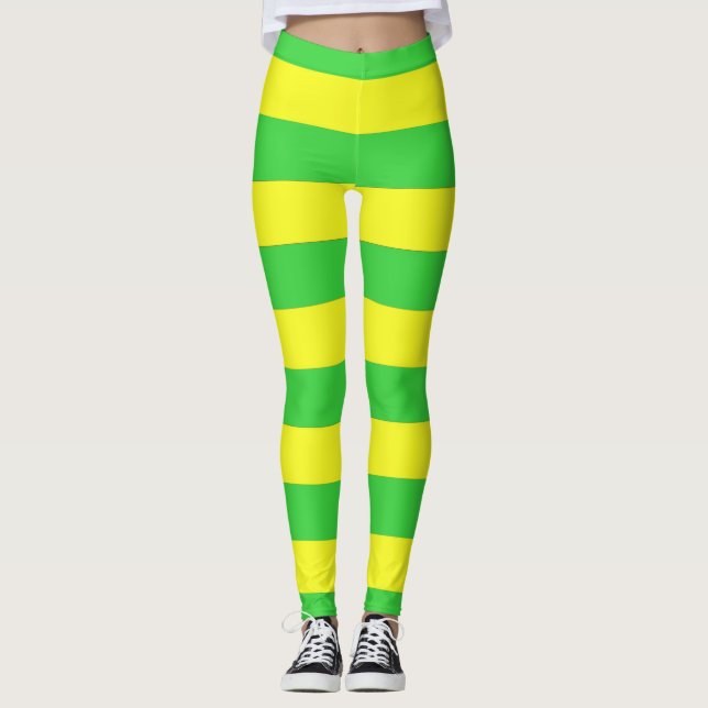 Green And Yellow Stripes Women's  Leggings (Front)