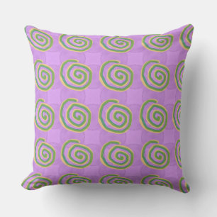 Green and Yellow Swirl on Lilac Colour Design Cushion