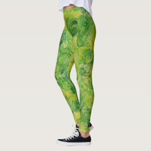 Green and Yellow Swirls Leggings