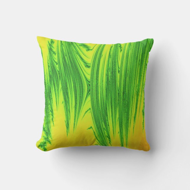 GREEN AND YELLOW WATER PLANTS CUSHION (Front)