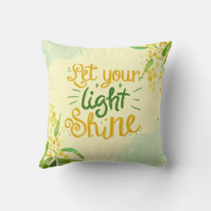 Green and Yellow Watercolor Floral Inspirational Cushion