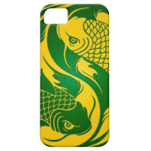Green and Yellow Yin Yang Koi Fish