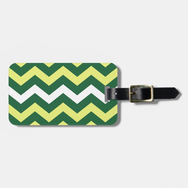 Green and Yellow Zigzags Luggage Tag (Front Horizontal)