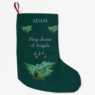 Green Angel Custom Christmas Stocking, Add Name Sm Small Christmas Stocking