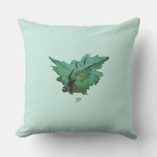 Green Angel Monogram Decorative Floor Cushion