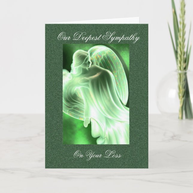 Green Angel Sympathy Card (Front)