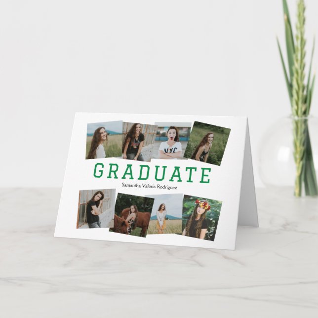 Green Angled Eight-Photo Grad Invitation (Front)