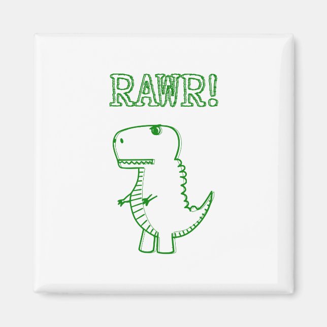 Green Angry T Rex Dino Magnet (Front)