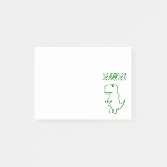Green Angry T Rex Dino Post-it Notes (Front)