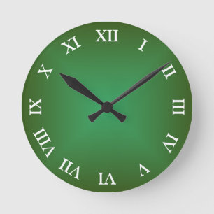 Green Angular Ombre Arabic or Roman Numeral Round Clock