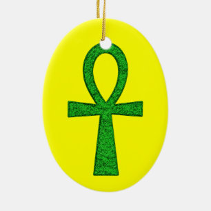 Green Ankh Ceramic Tree Decoration