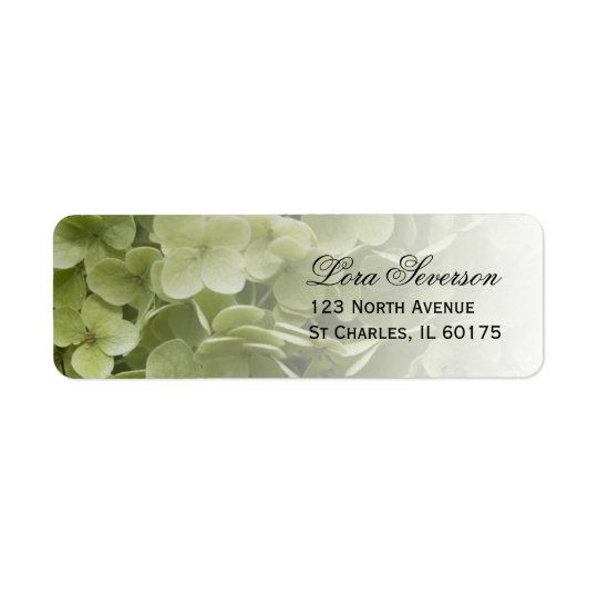 Green Annabelle Hydrangea Floral Return Address Return Address Label