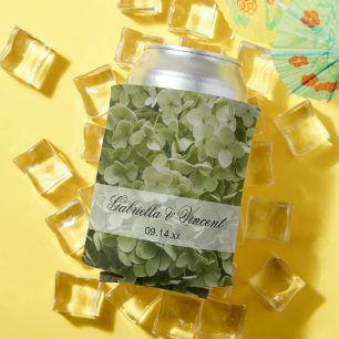 Green Annabelle Hydrangea Floral Wedding Favours Can Cooler