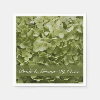 Green Annabelle Hydrangea Floral Wedding Paper Napkins