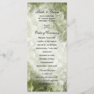 Green Annabelle Hydrangea Floral Wedding Program Programme