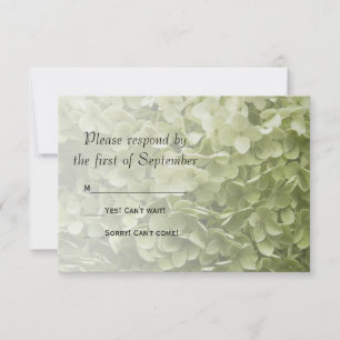 Green Annabelle Hydrangea Floral Wedding RSVP Card