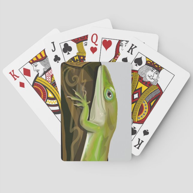 Green Anole Lizard Playing Cards (Back)