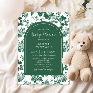 Green Antique Chinoiserie Baby Shower Invitation