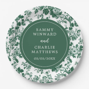 Green Antique Chinoiserie Wedding Paper Plate