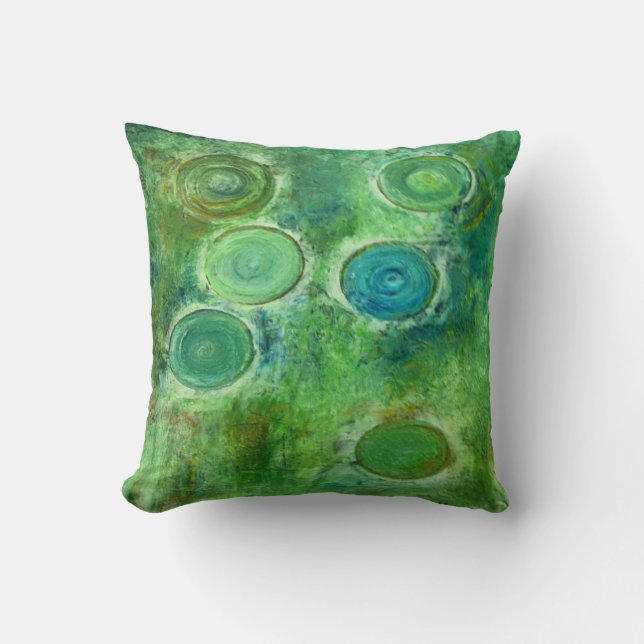 Green Antique Circles Cushion (Front)
