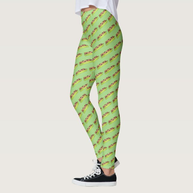 Green Ants on a Log Celery Peanut Butter Raisins Leggings (Left)
