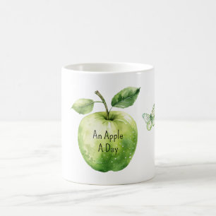 Green Apple A Day Butterfly Coffee Mug