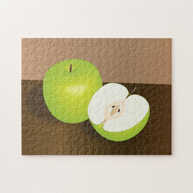 Green Apple-and-a-Half Still Life Jigsaw Puzzle (Horizontal)