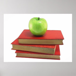 Green Apple and Red Books Poster