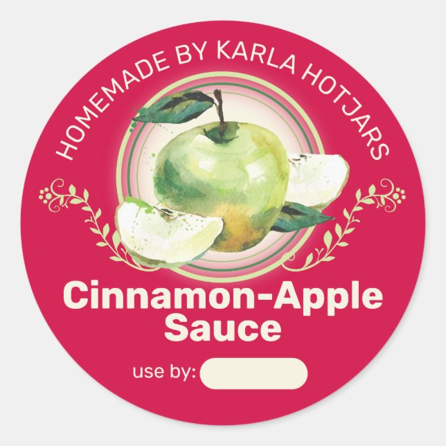 Green apple applesauce pie fruit canning labels (Front)