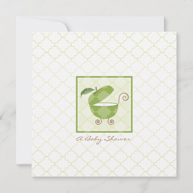 Green Apple Baby Carriage Shower Invitation (Front)