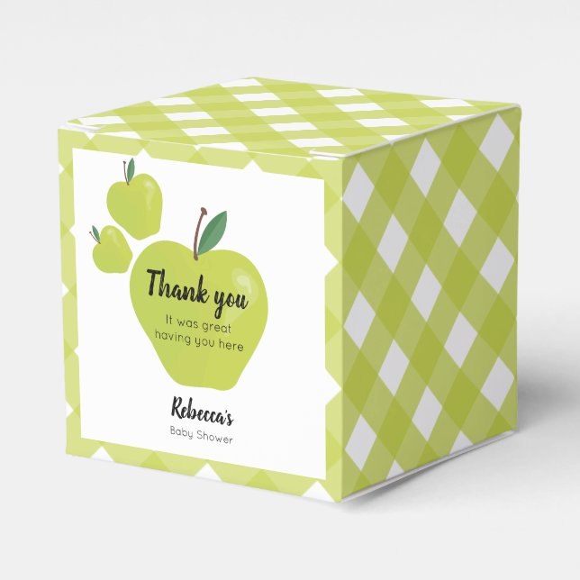 Green apple baby shower favour box (Front Side)
