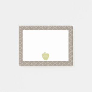 Green Apple Brown Quatrefoil Teacher Post-it Notes