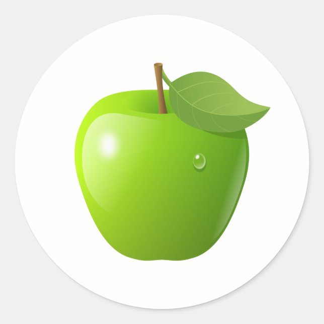 Green Apple Classic Round Sticker (Front)