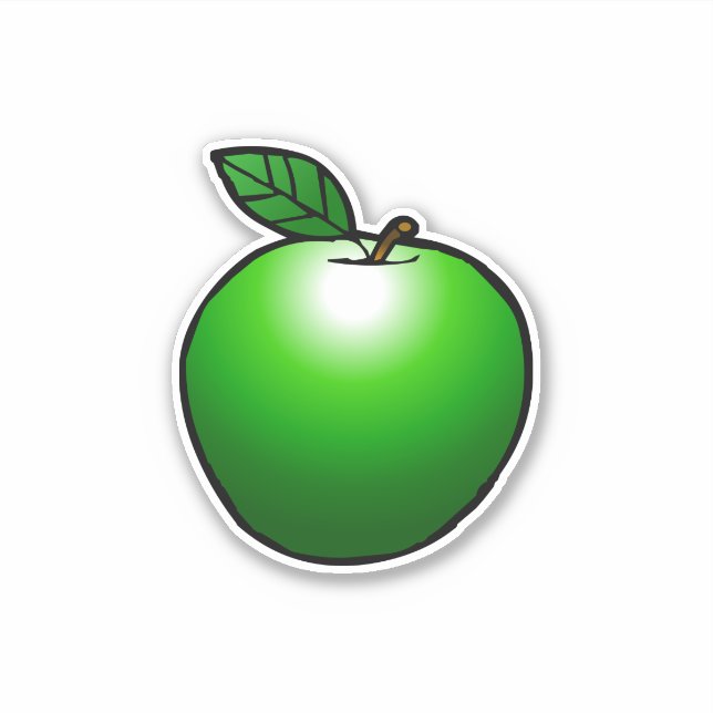 Green Apple Custom-Cut Vinyl Sticker (Front)
