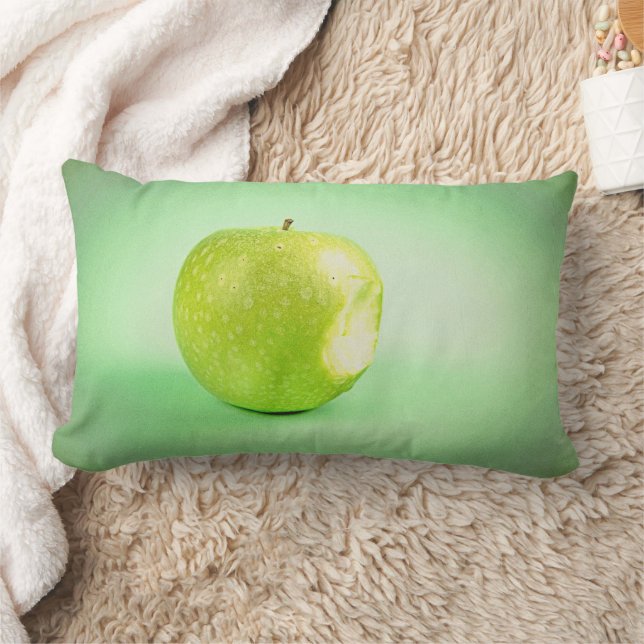 "Green Apple" Cute Photo. Buy Now Lumbar Cushion (Blanket)
