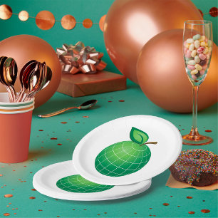 Green Apple Earth Environment Planet Paper Plate