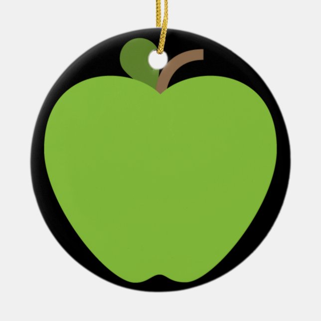 Green Apple Emoji Ceramic Tree Decoration (Front)