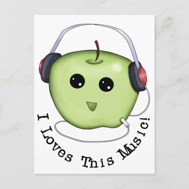 Green Apple Headphones Postcard (Front)