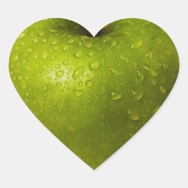 Green apple heart sticker (Front)