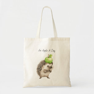 Green Apple Hedgehog Tote Bag