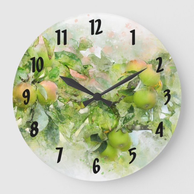 Green Apple Kitchen Clock (Front)