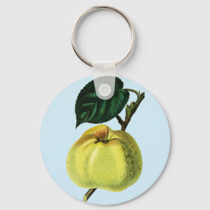green apple on a tree fruit botanical illustration key ring