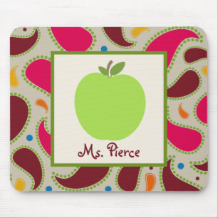 Green Apple / Paisley Teacher Mouse Mat