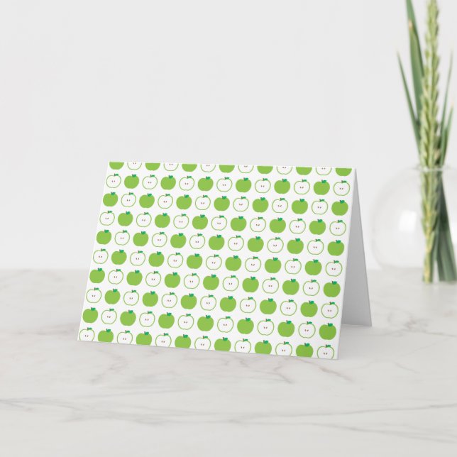 Green Apple Pattern Greeting Card - Blank Inside (Front)
