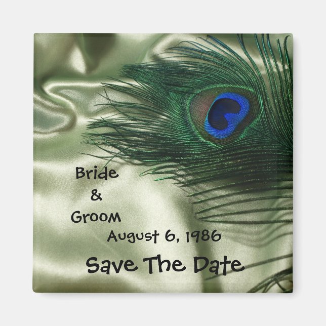 Green Apple Peacock Sill Life Save the Date Magnet (Front)