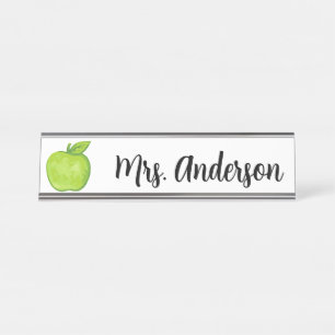 Green Apple Personalised Teacher Name Plate