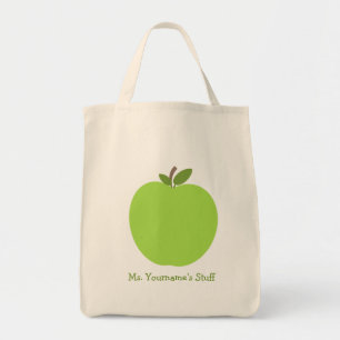 Green Apple Personalised Teacher Tote Bag