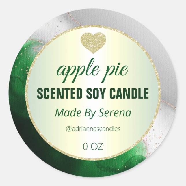 Green Apple Pie Agate Soy Candle Product Labels (Front)