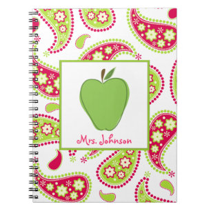 Green Apple Pink & Green Paisley Teacher Notebook