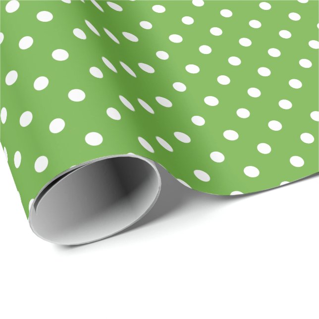 Green Apple Polka Dot Pattern Wrapping Paper (Roll Corner)